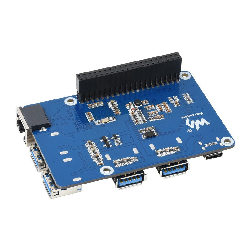 USB 3.2 Gen1 And Gigabit Ethernet HUB HAT for Raspberry Pi, 3x USB, 1x Gigabit ETH, Driver-Free