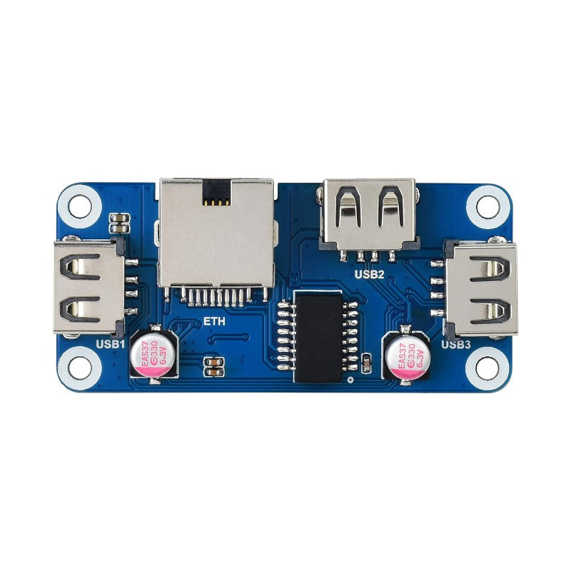 Ethernet / USB HUB HAT (B) for Raspberry Pi Series, 1x RJ45, 3x USB 2.0
