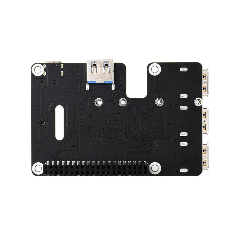 PCIe To USB 3.2 Gen1 And M.2 HAT For Raspberry Pi 5, Supports NVMe Protocol Solid State Drive, Expands 4-Ch USB 3.2 Ports, High-speed Reading / Writing, HAT+ Standard