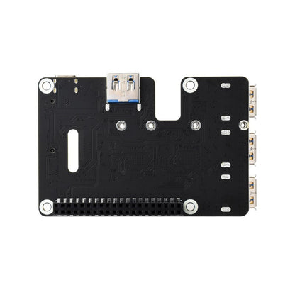 PCIe To USB 3.2 Gen1 And M.2 HAT For Raspberry Pi 5, Supports NVMe Protocol Solid State Drive, Expands 4-Ch USB 3.2 Ports, High-speed Reading / Writing, HAT+ Standard