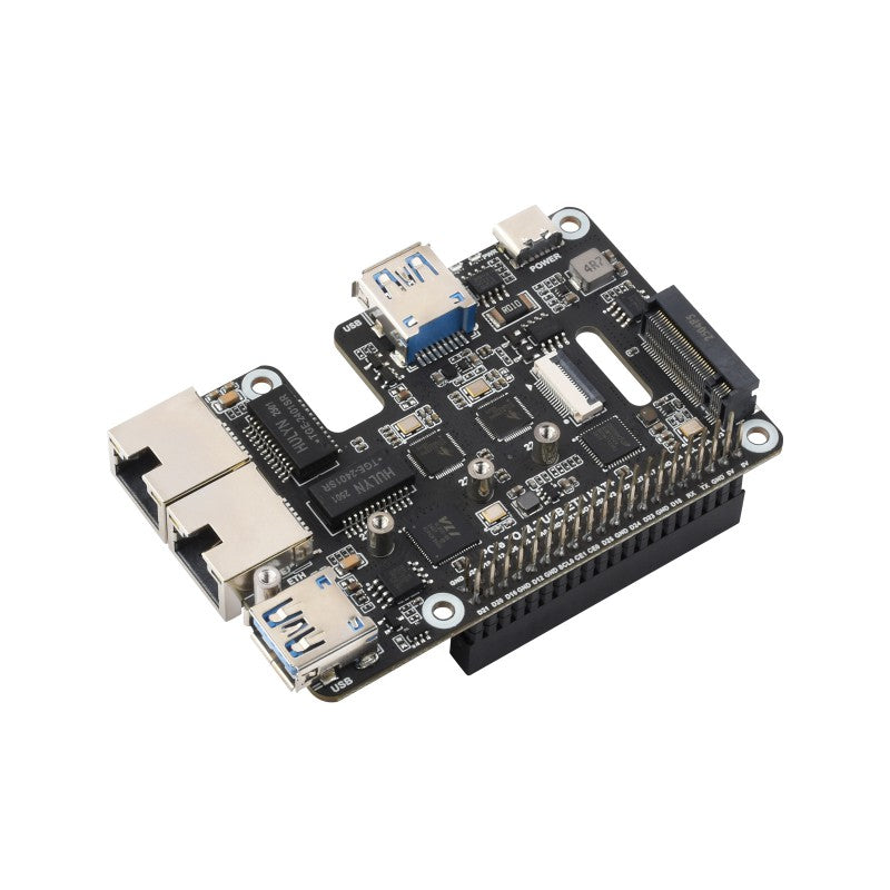 PCIe To USB 3.2 Gen1 / 2.5G ETH / M.2 NVMe Adapter For Raspberry Pi 5, Supports NVMe Protocol M.2 Solid State Drive, Expands 2-ch USB 3.2 Ports And 2-ch Ethernet Ports