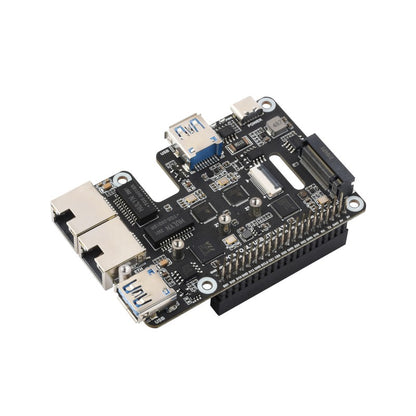 PCIe To USB 3.2 Gen1 / 2.5G ETH / M.2 NVMe Adapter For Raspberry Pi 5, Supports NVMe Protocol M.2 Solid State Drive, Expands 2-ch USB 3.2 Ports And 2-ch Ethernet Ports