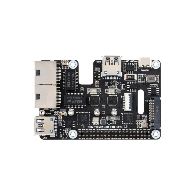 PCIe To USB 3.2 Gen1 / 2.5G ETH / M.2 NVMe Adapter For Raspberry Pi 5, Supports NVMe Protocol M.2 Solid State Drive, Expands 2-ch USB 3.2 Ports And 2-ch Ethernet Ports