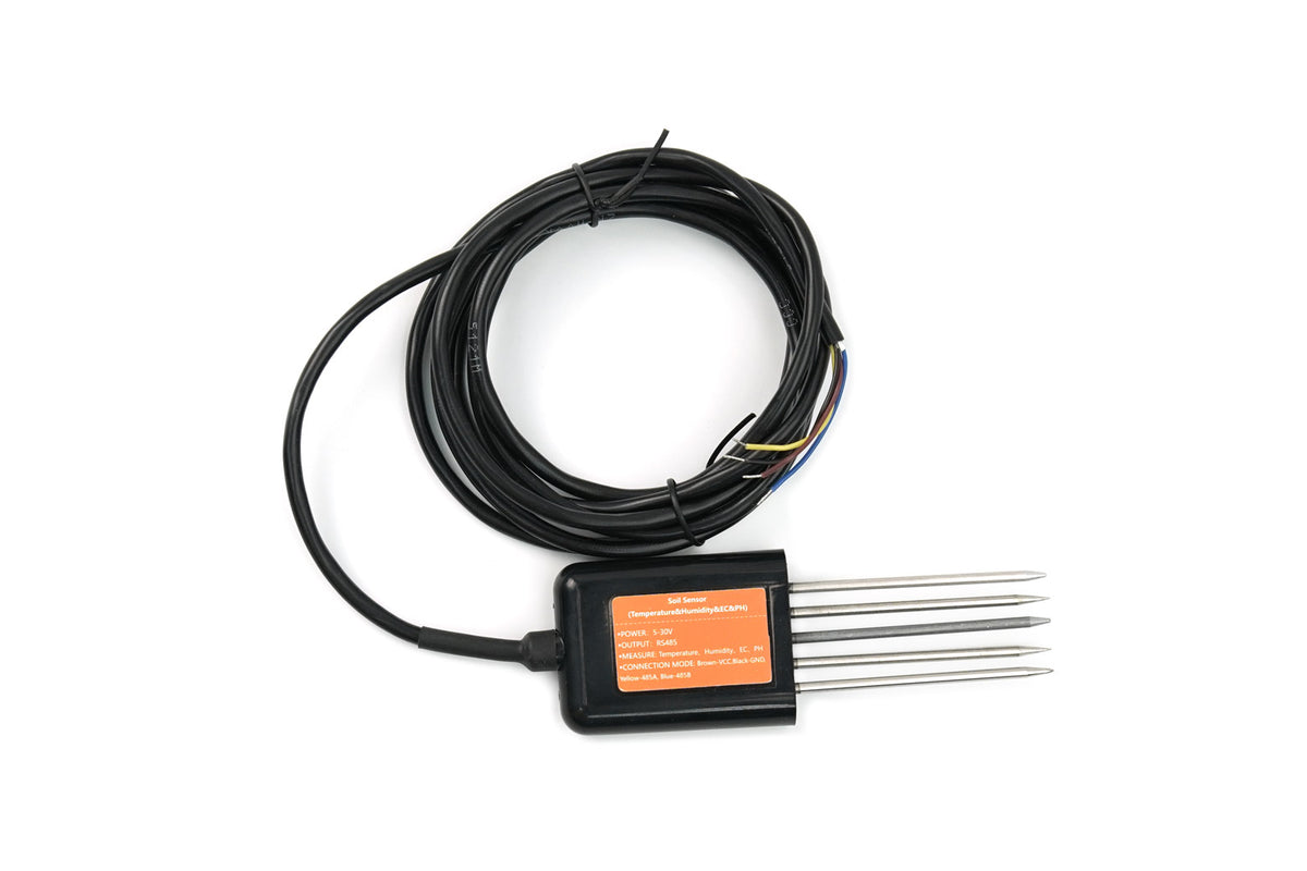 RS485 4-in-1 Soil Moisture, Temperature, pH & EC Sensor for Smart Agriculture (IP68, 5-30V)