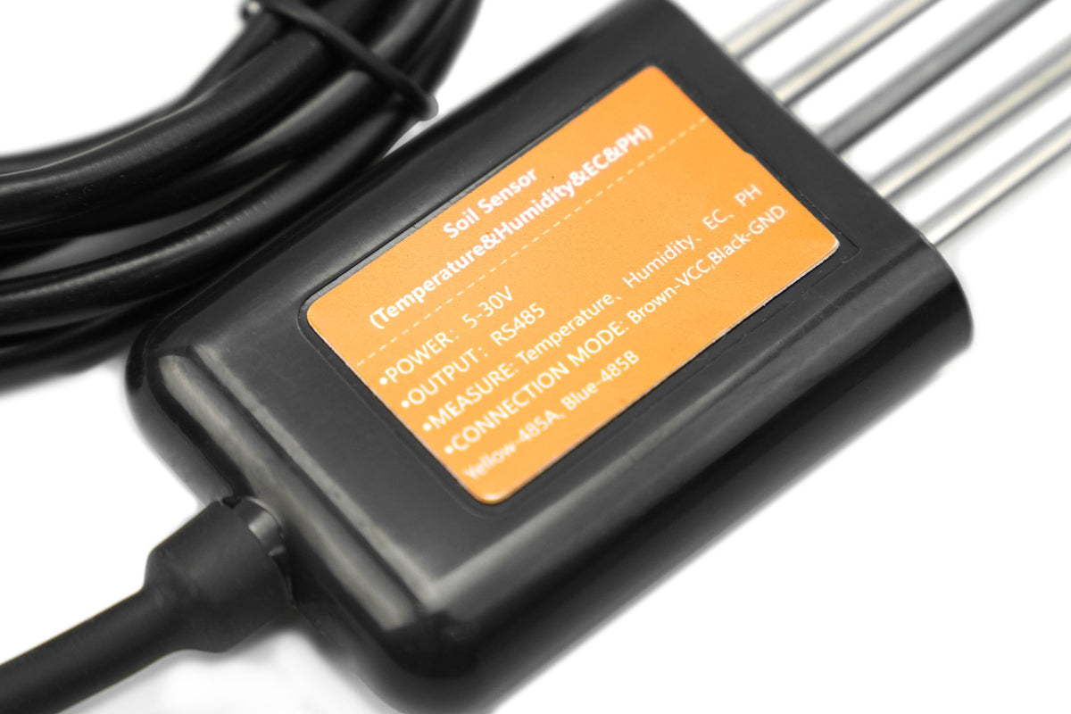 RS485 4-in-1 Soil Moisture, Temperature, pH & EC Sensor for Smart Agriculture (IP68, 5-30V)