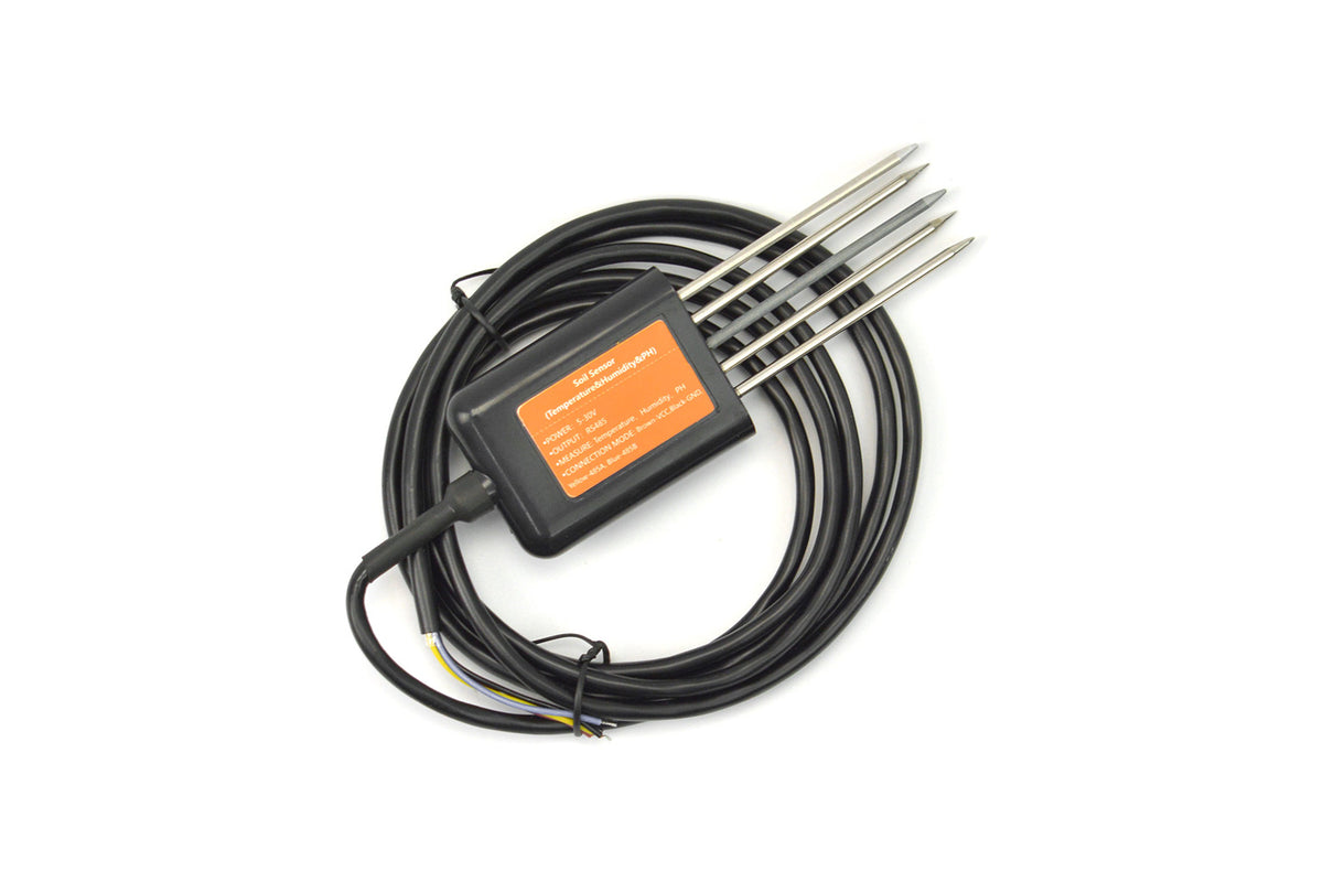 RS485 Soil pH, Moisture, Temperature Monitoring Sensor for Hydroponics (IP68, 5-30V)