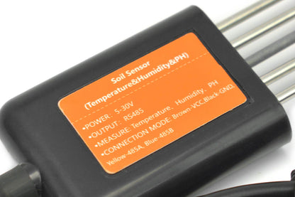 RS485 Soil pH, Moisture, Temperature Monitoring Sensor for Hydroponics (IP68, 5-30V)
