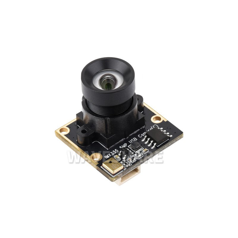 IMX335 5MP USB Camera, 91.7°FOV, fixed-focus, low-light sensitivity, wide dynamic range, distortion-free, onboard microphone