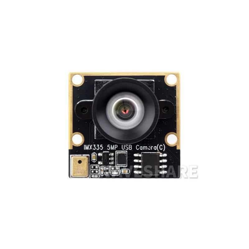 IMX335 5MP USB Camera, 91.7°FOV, fixed-focus, low-light sensitivity, wide dynamic range, distortion-free, onboard microphone