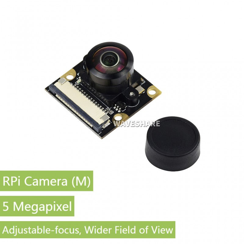 OV5647 5MP Camera, 200°FOV, F2 aperture, 0.87mm focal length, Fisheye Lens, offers wider field of view