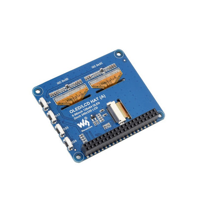 OLED/LCD HAT for Raspberry Pi, Onboard 2inch IPS LCD Main Screen and Dual 0.96inch Blue OLED Secondary Screens