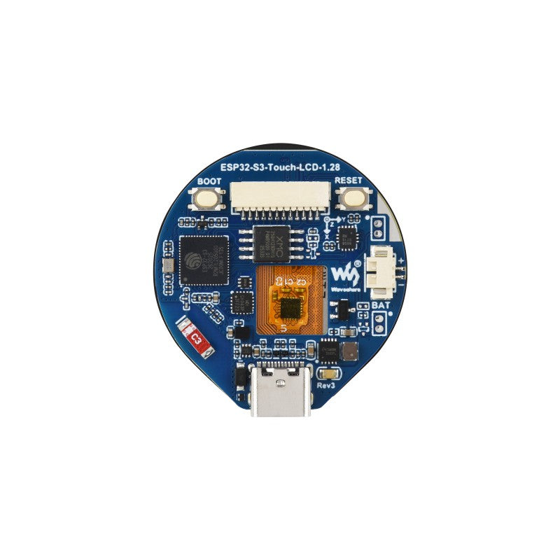 ESP32-S3 Development Board, with 1.28inch Round Touch LCD, Compact size, Accelerometer And Gyroscope Sensor