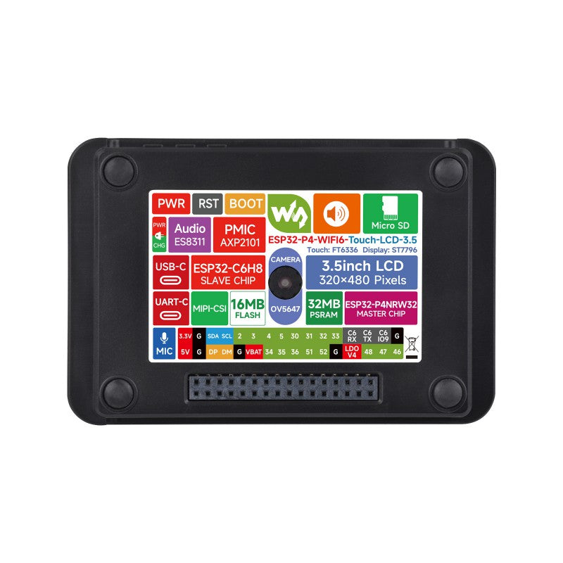 ESP32-P4-WIFI6 3.5inch Smart Vision Development Board, 320 × 480 Resolution, Equipped With OV5647 5MP Camera, Built-in Microphone And Speaker, Supports Wi-Fi 6 And BLE 5