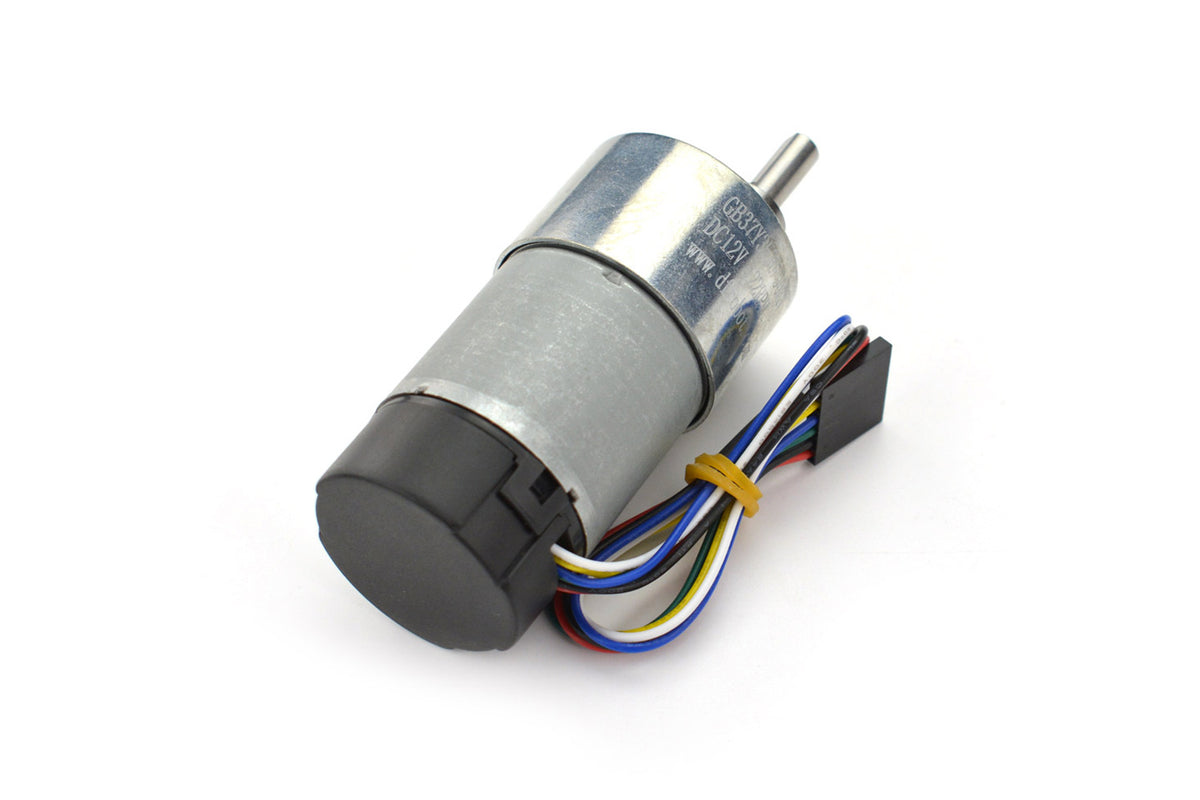 12V Metal DC Geared Motor with Encoder (90:1, 122RPM, 38Kg.cm)