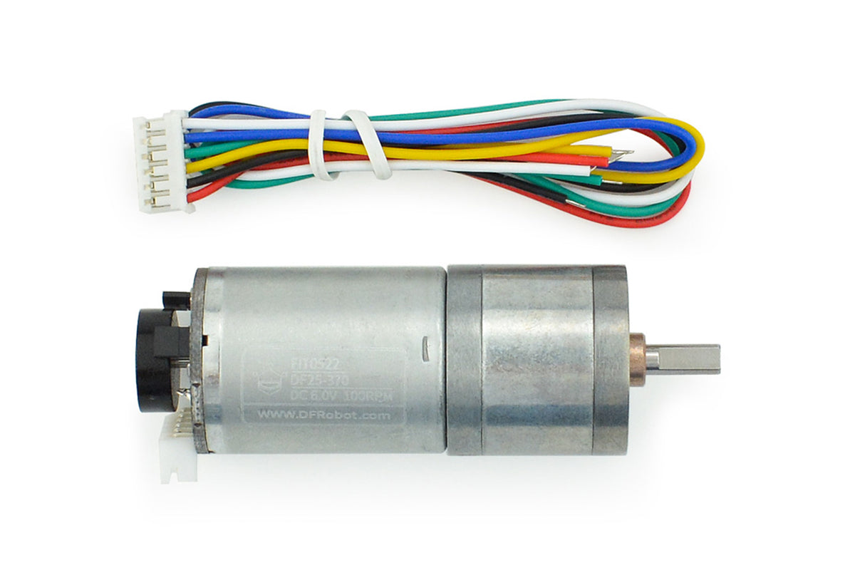Metal DC Geared Motor w/Encoder - 6V 100RPM 6.5Kg.cm