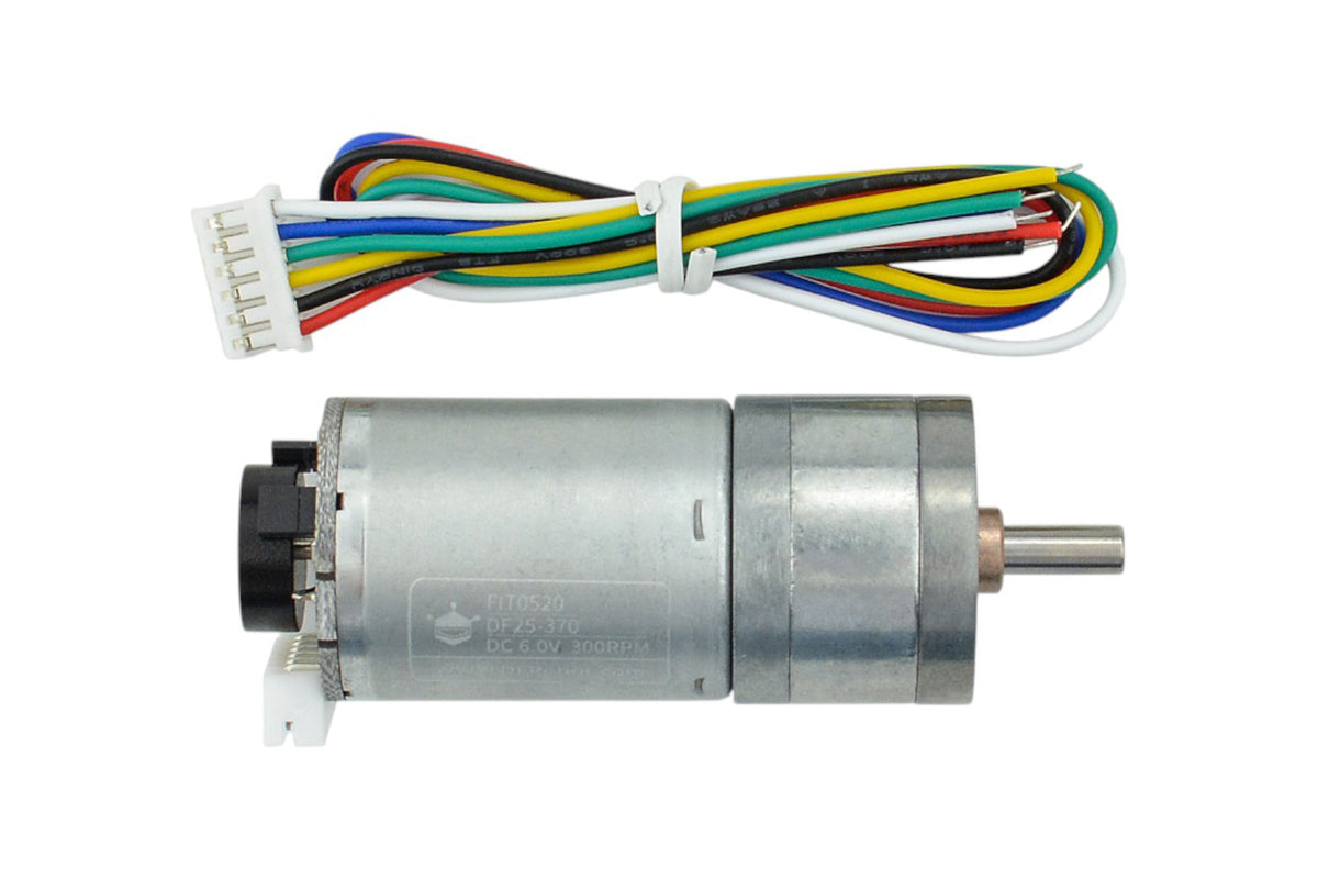 Metal DC Geared Motor w/Encoder - 6V 300RPM 3.6Kg.cm